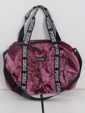 PINK Victoria's Secret Crushed Rose Pink Velvet Duffle Bag